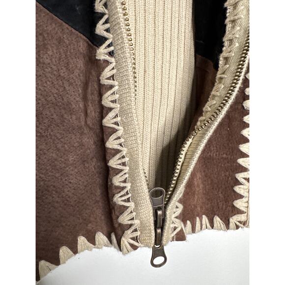 Vintage Kikit by Maurice Sasson Leather Knit sweater zipper jacket 90s Western M - Picture 12 of 14